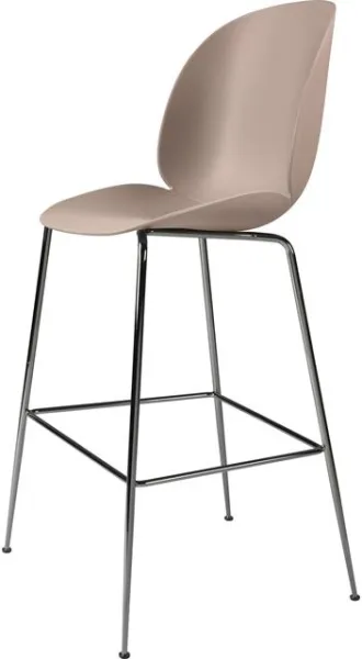 GUBI Beetle Barstol H75 Conic Base Sort Krom/Sweet Pink